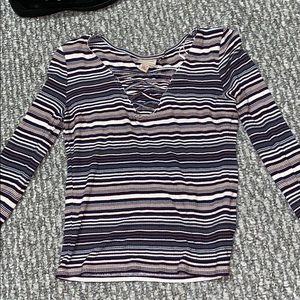 Stripped long sleeve crop top